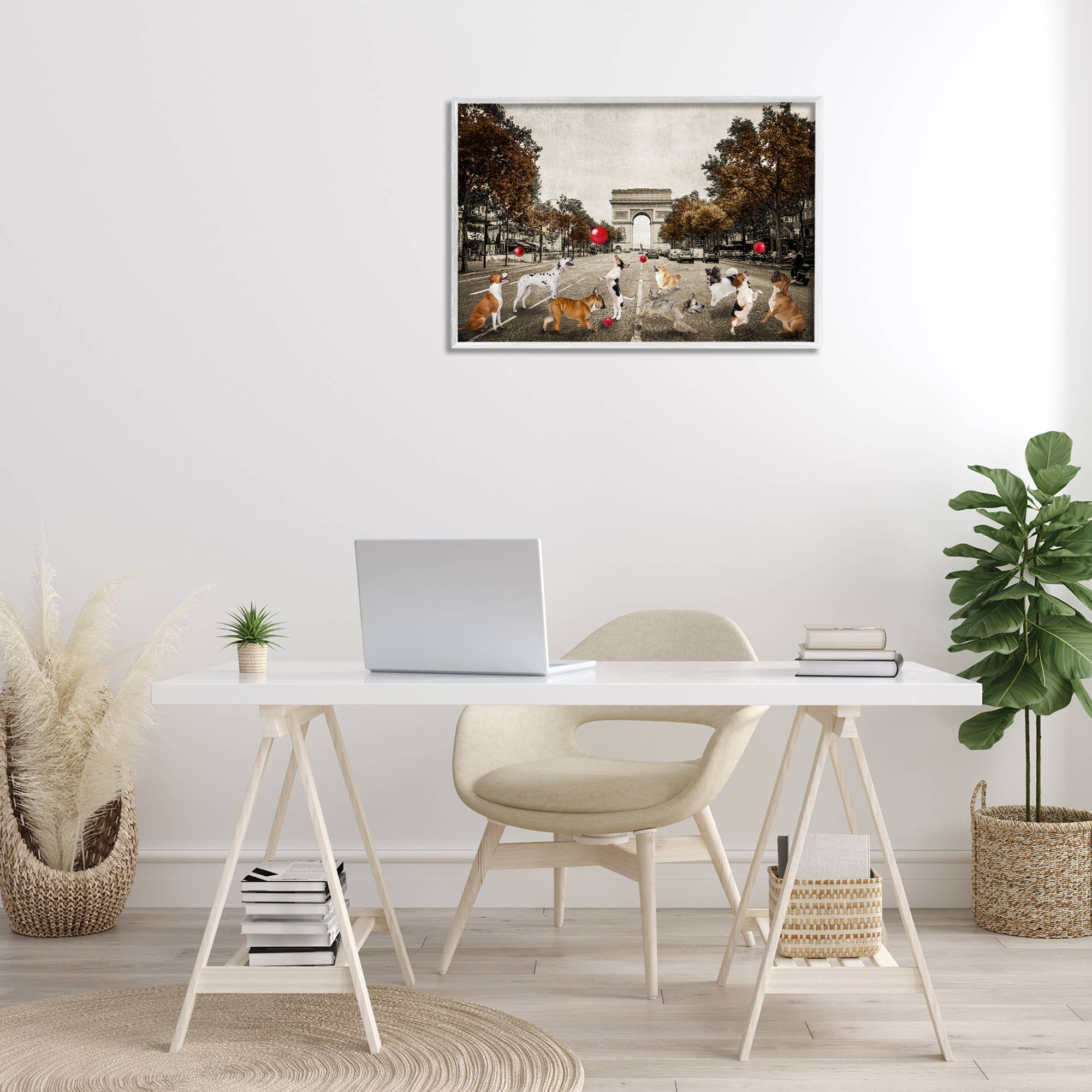 Stupell Industries - Wholesale Wall Sign - Dogs Playing Among Architecture - Framed Wall Art6