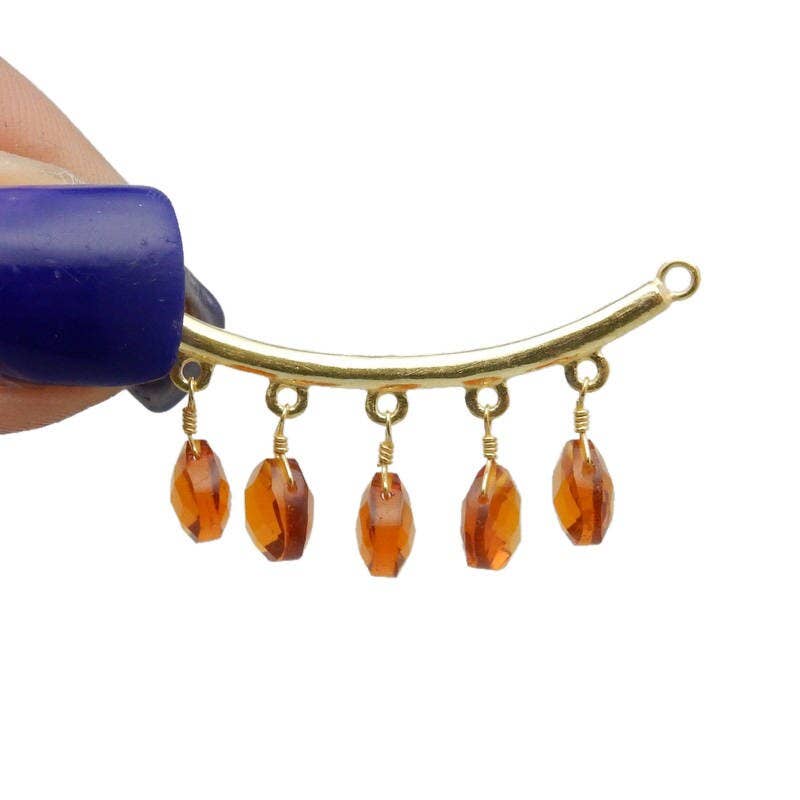 Jewelers Paradise - Vendita all'ingrosso Ciondolo/pendente - Ciondolo a doppia barra curva con pendenti in pietre preziose7