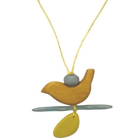 Status Collections - Wholesale Pendant/charm necklace - Cream Wood Bird Pendant0