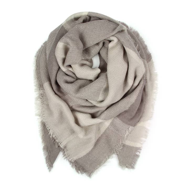 MYS Wholesale Inc - Wholesale Scarf - Women's - Light Gray Blanket Fringe Scarf1