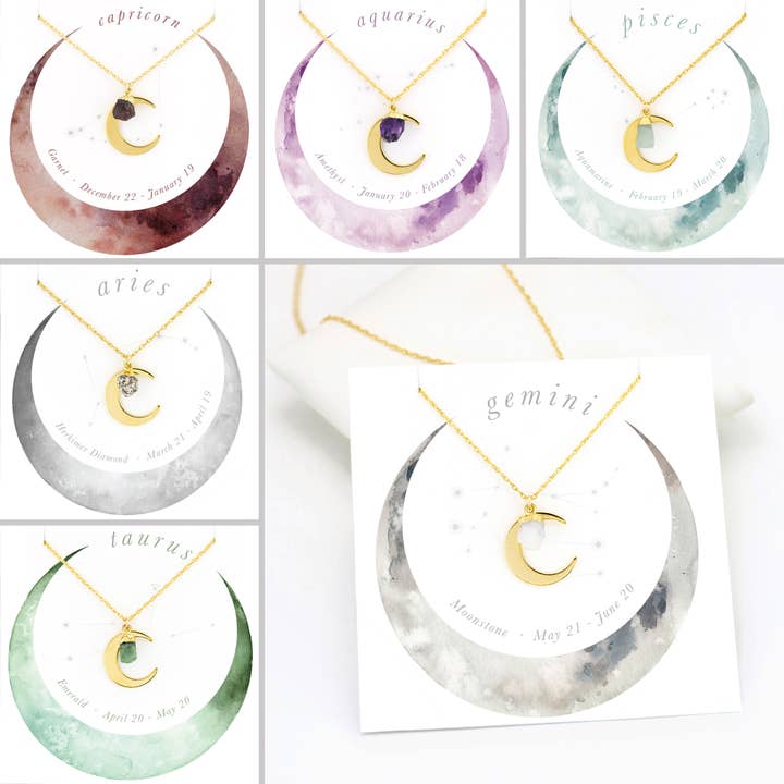 Delezhen - Vente Colliers à pendentif - Collier d'amitié péridot, lion, zodiaque, lune et pierre brute1