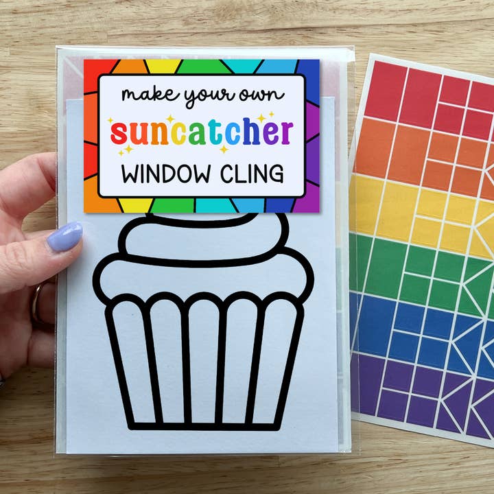 Calenlou Crafts - Wholesale DIY Craft Kit - Kids - Cupcake Suncatcher Sticker Craft Kits for Kids