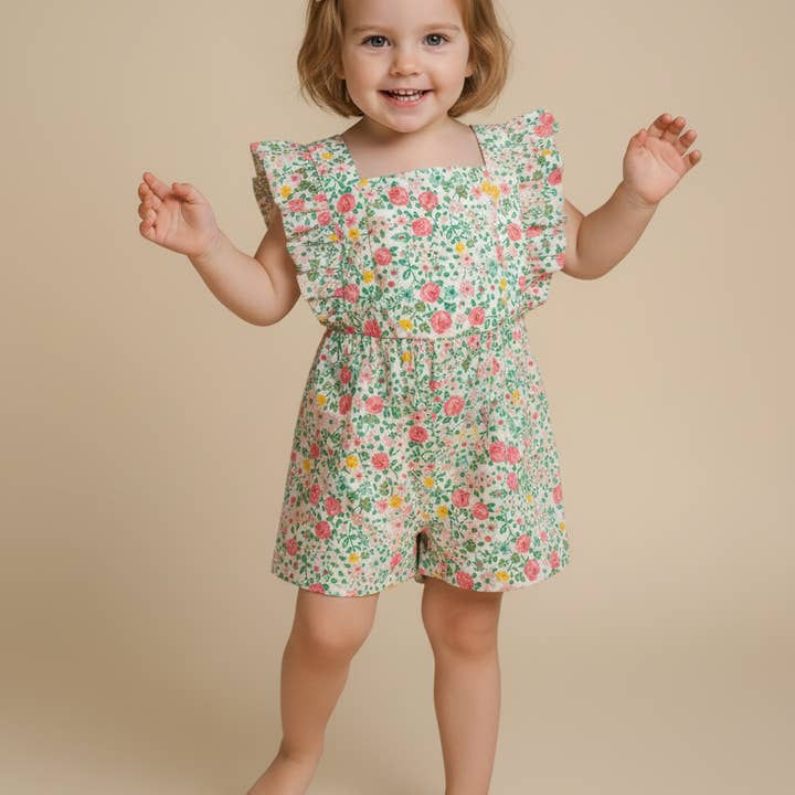 Amy 100% Floral Cotton Playsuit - No Tariffs for wholesale by Ruhmee