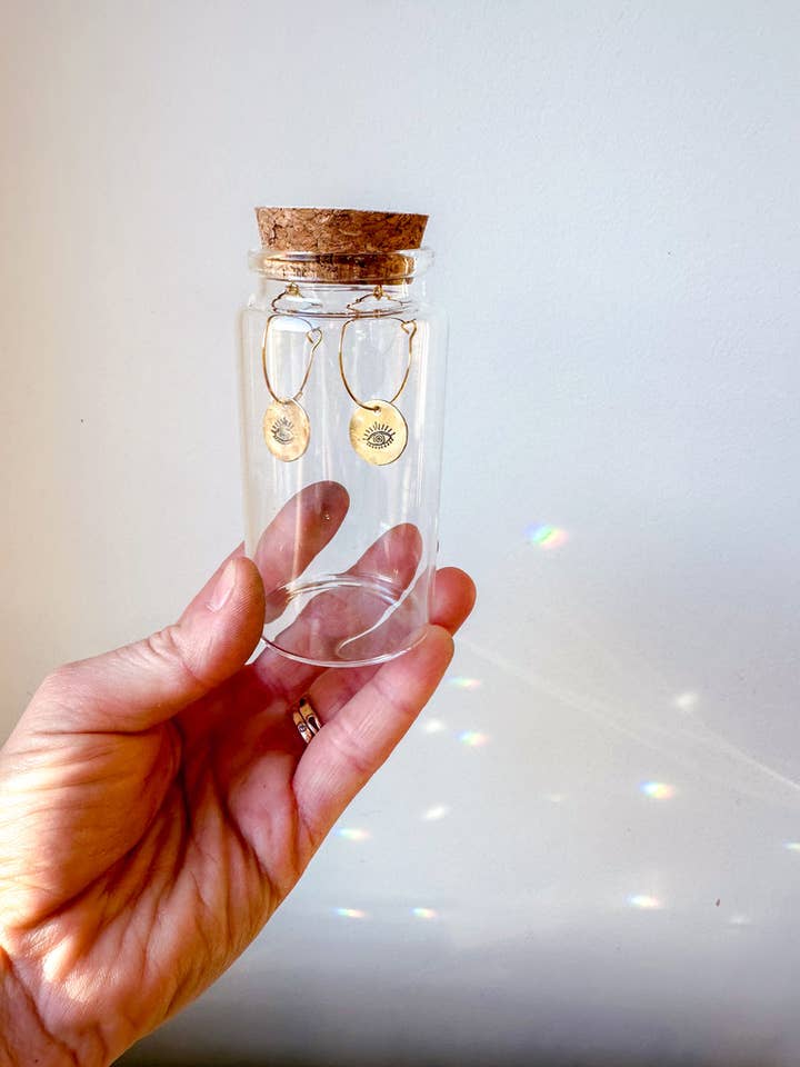 Evil Eye Hammered Hoop Earring | Spiritual Protection for wholesale by Elise Marie DeSigns