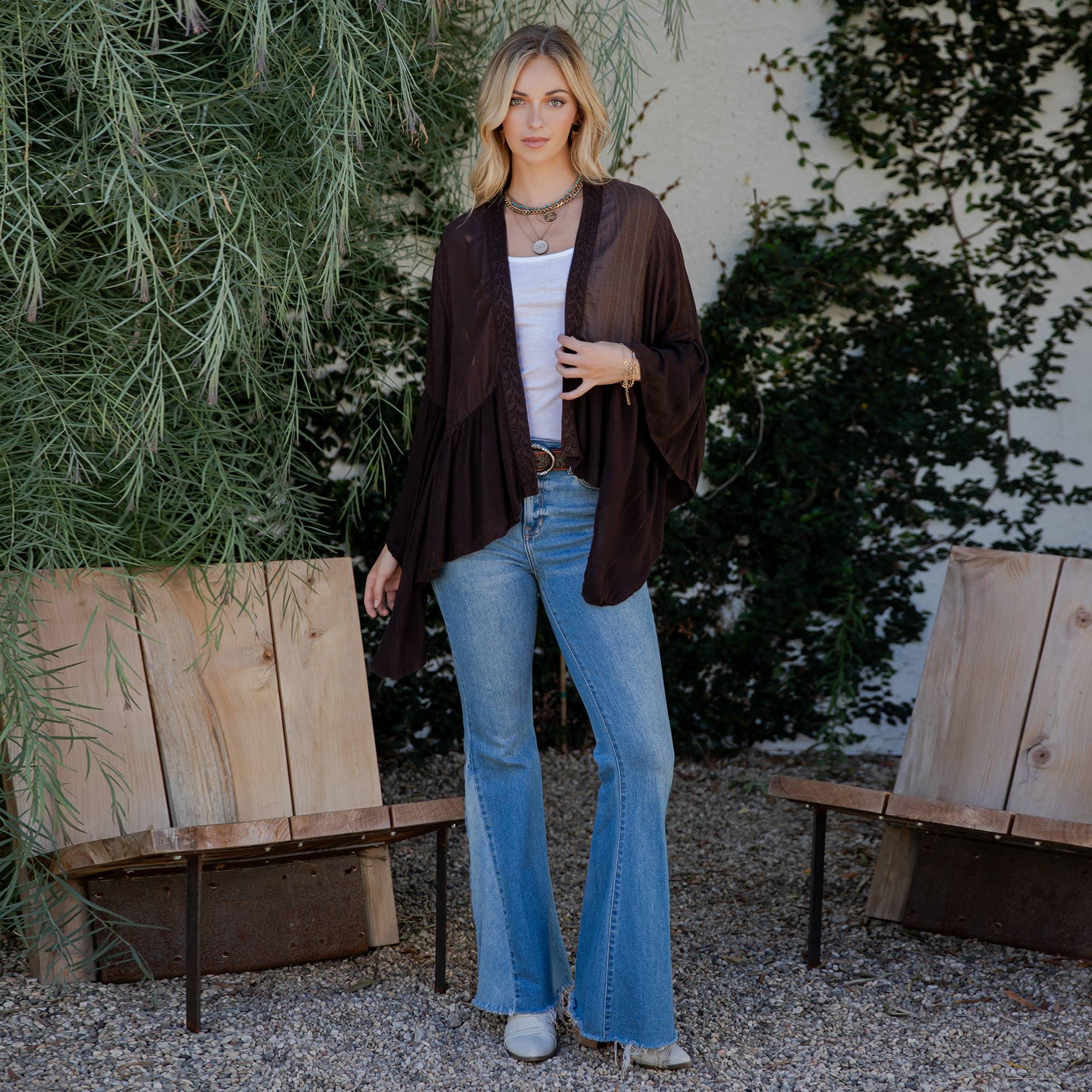 Young Threads - Wholesale Kimono - Women's - Elegant Kimono-Inspired Frill Shrug - New Style27