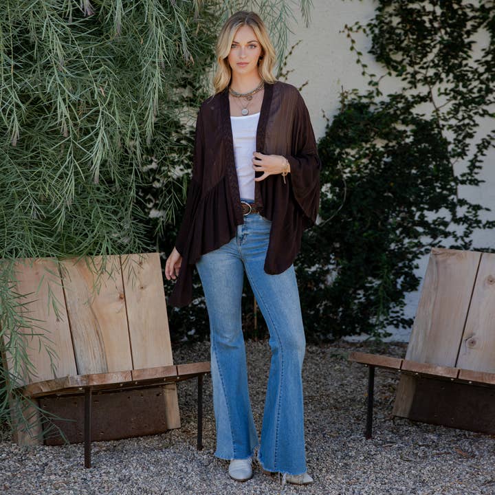 Young Threads - Wholesale Kimono - Women's - Elegant Kimono-Inspired Frill Shrug - New Style27