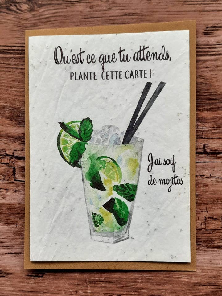 Carta da piantare - Ho sete di mojito per la vendita all'ingrosso da parte di Des Mots Qui Fleurissent