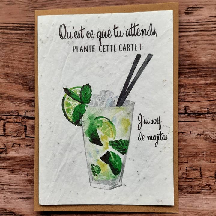 Des Mots Qui Fleurissent - Wholesale Everyday Greeting Card - Card to plant - I'm thirsty for mojitos0