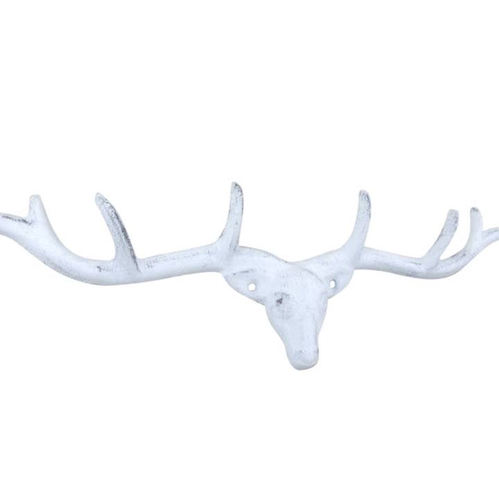 Whitewashed Cast Iron Large Deer Head Antlers Decorative Met for wholesale by Hampton Ironworks