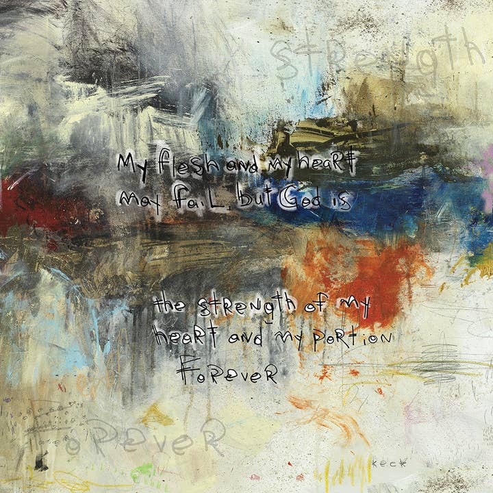 SKRIFTKUNST 111513 Salme 73:26 Lærredsprint for engroshandel hos Michel Keck LLC