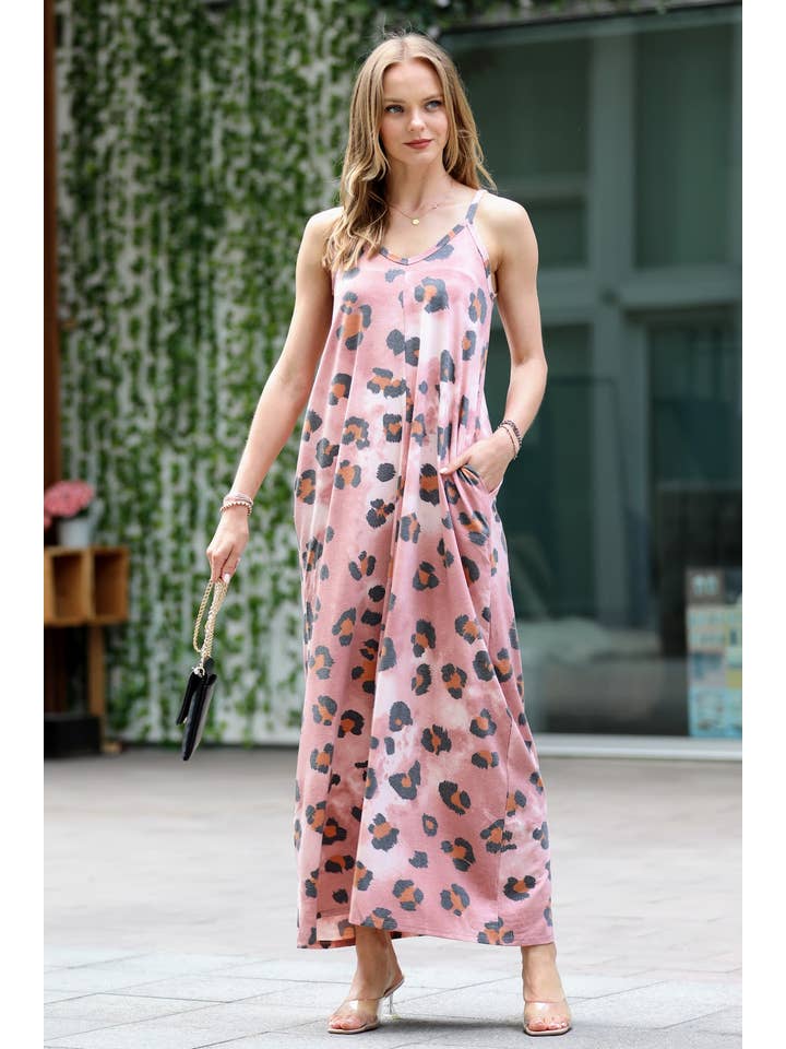 42POPS - Wholesale Dress - Women's - ....SI-21744 Cami Maxi Dress With Side Pockets