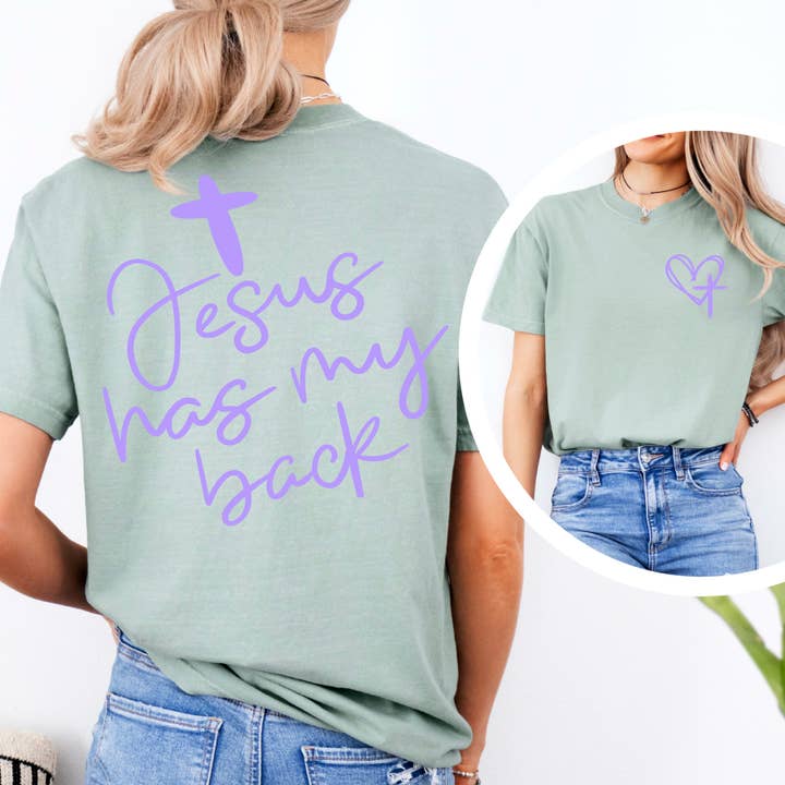 Shoppe SHC - Wholesale T-Shirt (Graphic) - Women's - Jesus Has My Back Graphic Tee | Comfort Colors Â