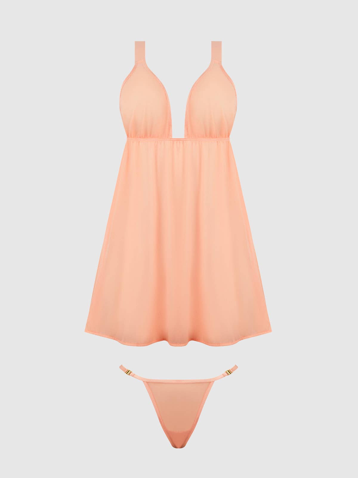 FERSKEN TAK YVONE glitrende mesh babydoll og G-streng sæt for engroshandel på Faire12