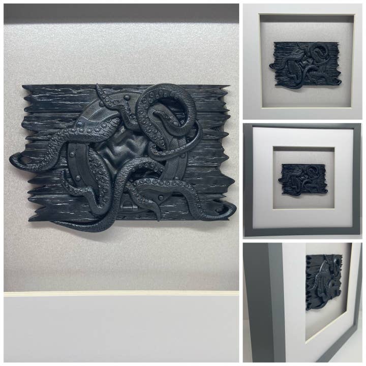 Oceana by Dreams in Driftwood - Wholesale Wall Accent - 3D Octopus and porthole in large Box frame | Scottish Gifts
