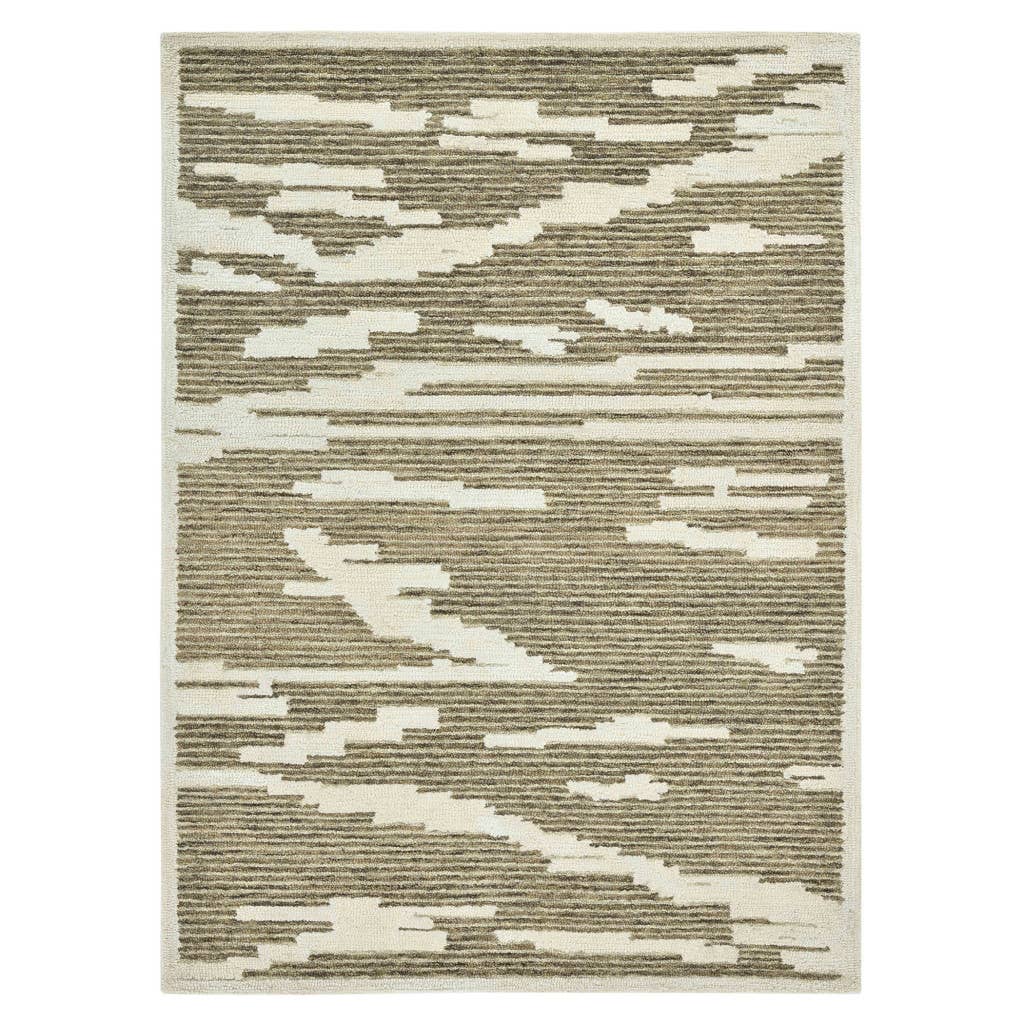 HomeRoots - Wholesale Area Rug - 2' X 3' Beige And Brown Wool Abstract Hand Hooked Area Rug3