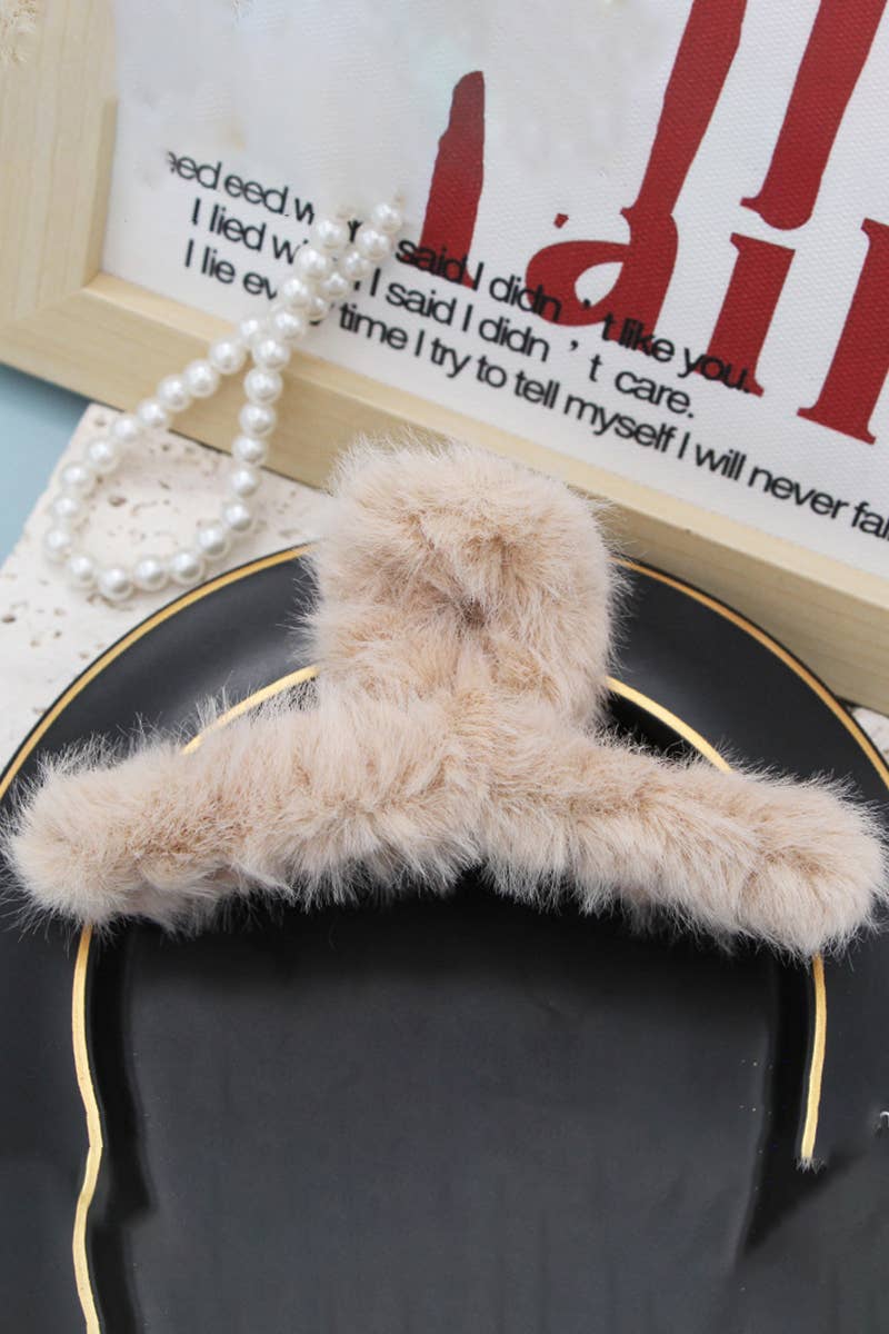 ACCITY - Wholesale Hair Clip - Women's - MULTICOLOR FAUX RABBIT FUR HAIR CLAW CLIP TWIST_CWAHA01539