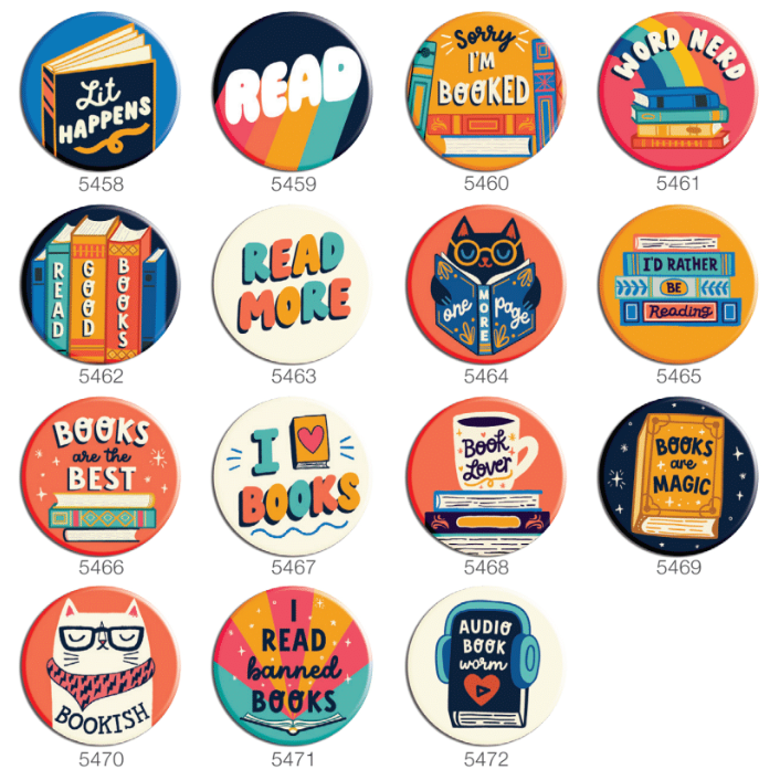 Badge Bomb - Wholesale Lapel Pin/Button - I Heart Books 1.25" Button Box1