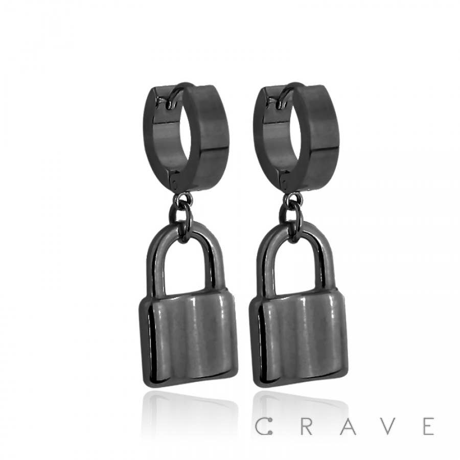 CRAVE - Wholesale Huggie Earrings - PAIR OF SS HUGGIE/HOOP EARRINGS WITH LOCKS0