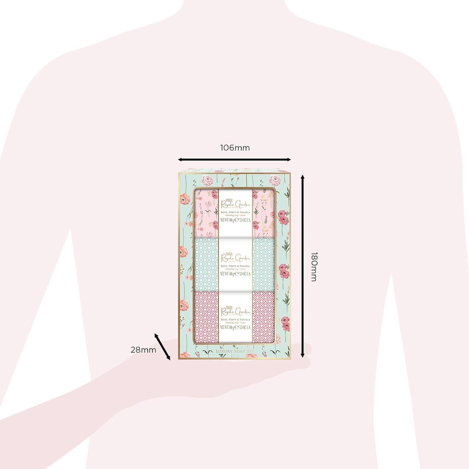 Beauty Goddess - Vente Assortiment de savons - Baylis & Harding Royale Garden Rose, Poppy & Vanilla Coffret Cadeau de Savons de Luxe Emballés - Végan (Lot de 1)5
