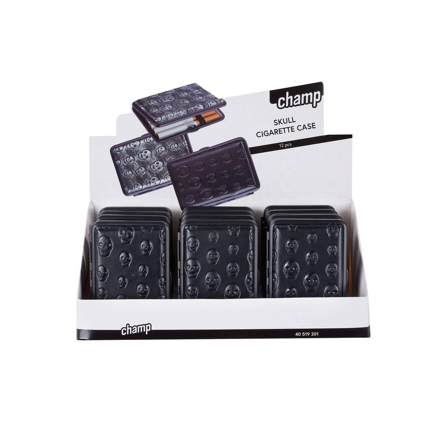 Champ by Polyflame - Wholesale Cigarette Case - Engraved skull cigarette case x121