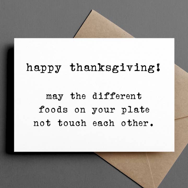 lustige Thanksgiving-Karte | Mögen sich die verschiedenen Speisen nicht berühren für den Großhandel von Ink & Attitude Stationery Company