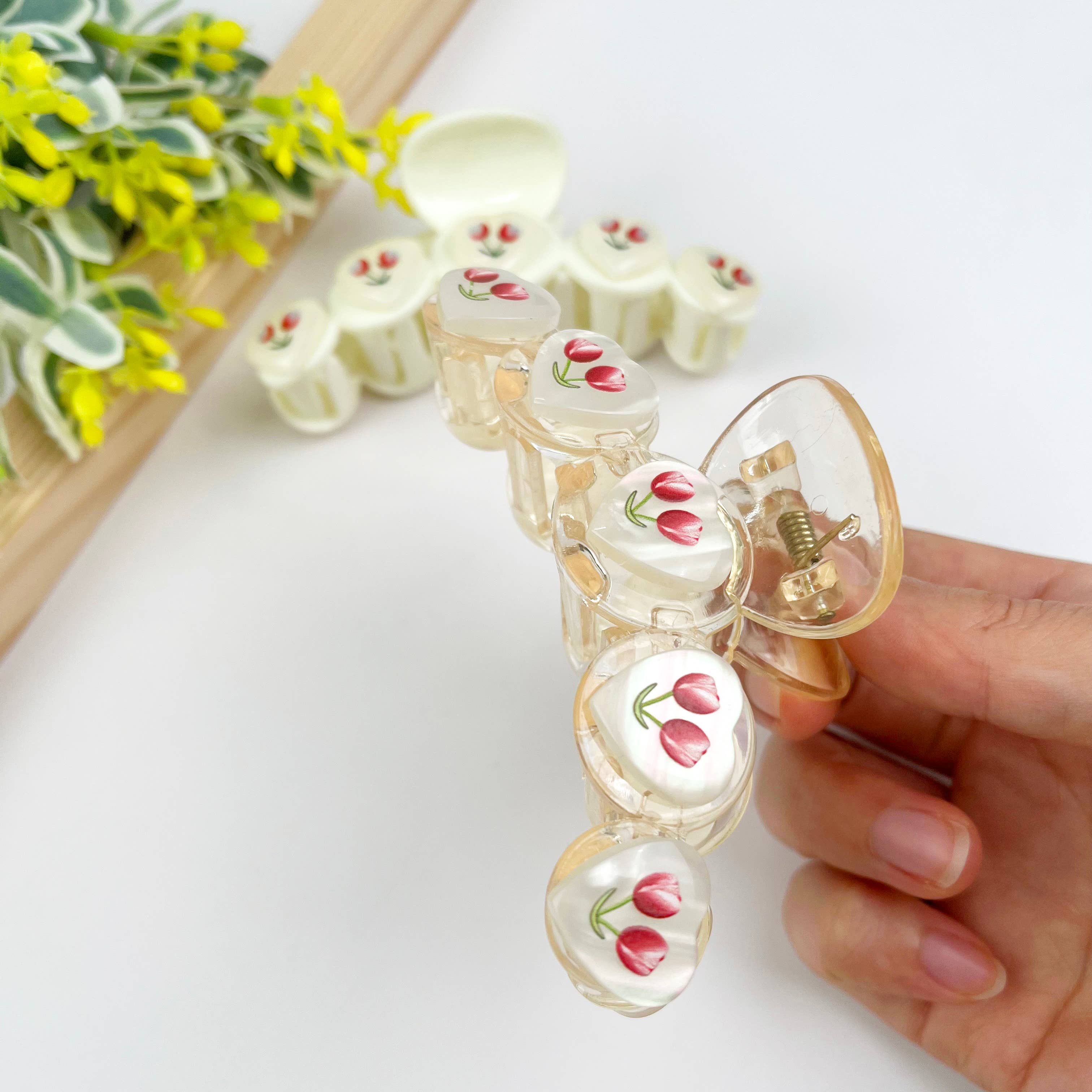 mildstyles – Engroshandel Hårspænde - Dame – Tulipanblomst hjerte hårkloklemme2