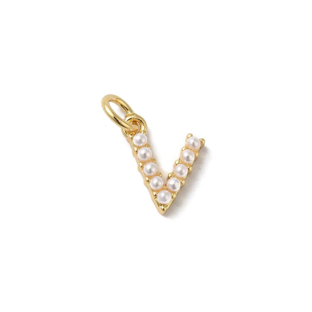 The Charm Bar Company - Wholesale Individual Charm/Pendant - Gold Large Pearl Initial Letter | Alphabet Charm21