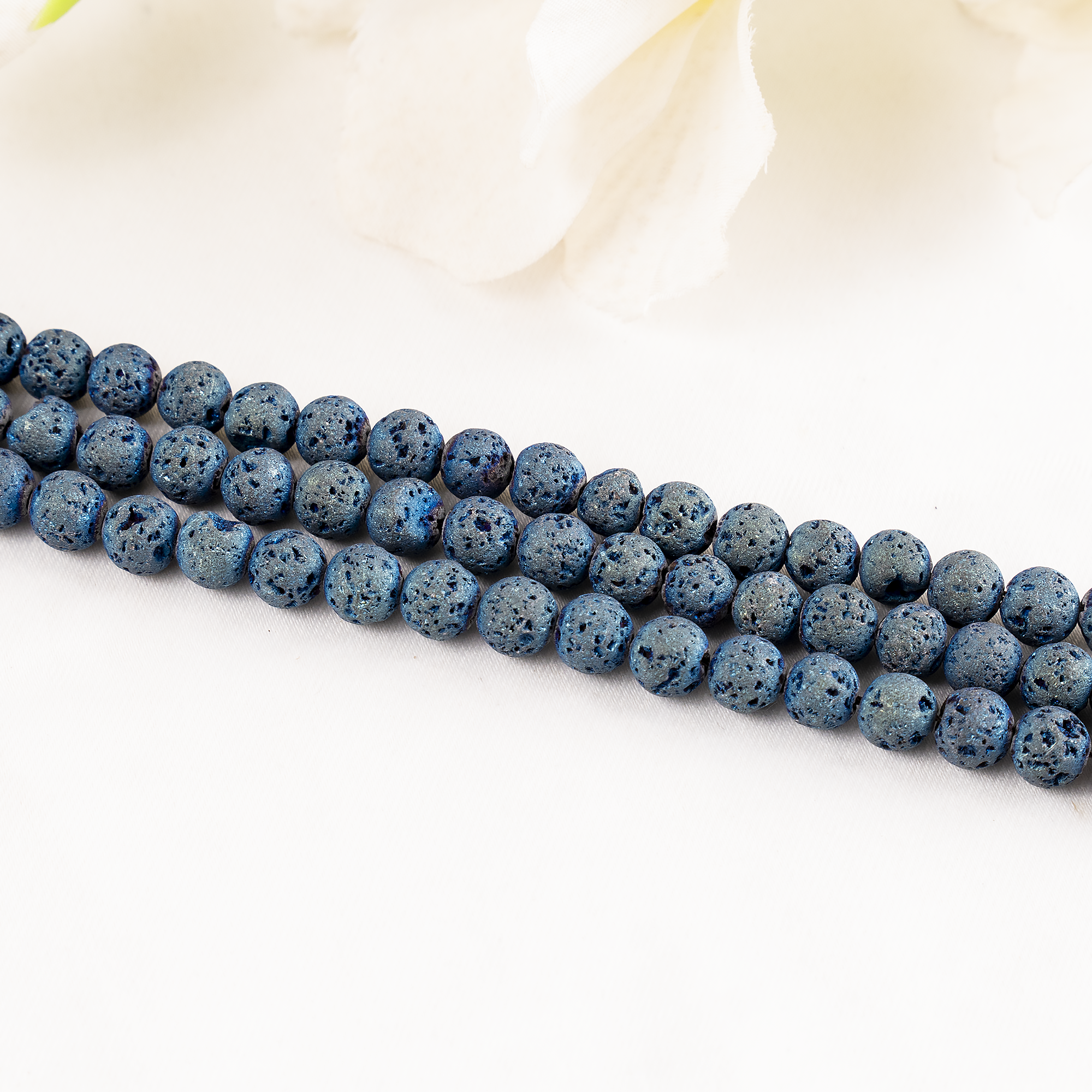 Soothing Crystals Beads - Wholesale Beads - Round Volcanic Stone Beads | Blue Lava | Gemstone Rock Beads2