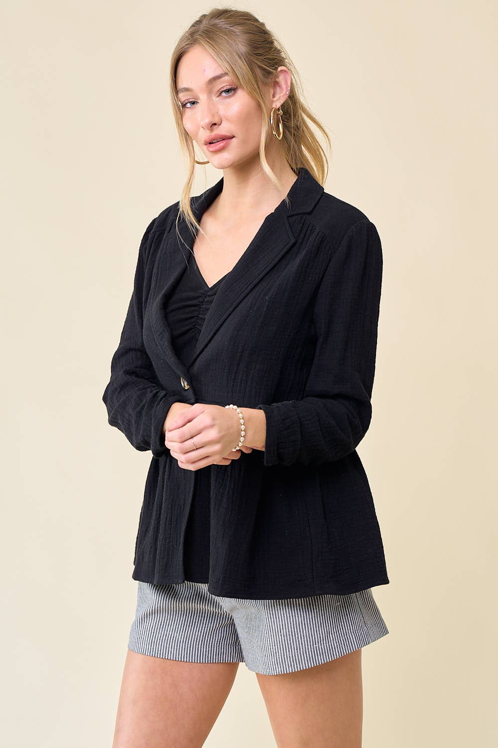 Doe and Rae – Engroshandel Blazer - Dame – SHIRRED GAZE BLAZER - 10374J7
