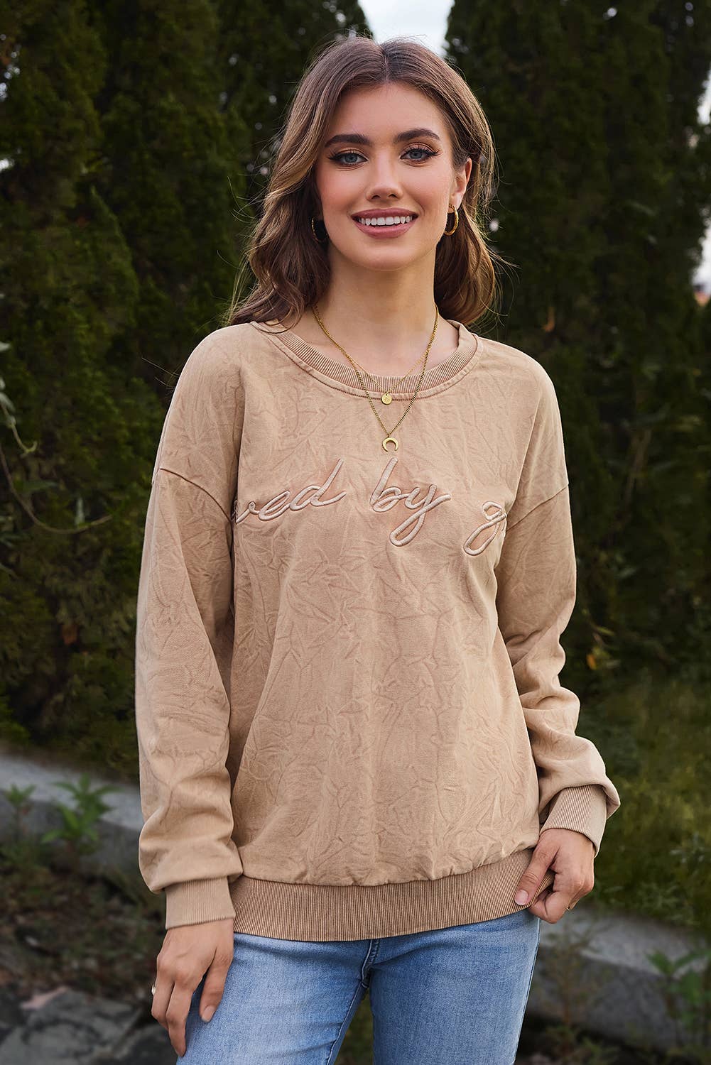 Aapparella - Wholesale Sweatshirt - Women's - Saved by grace Embroidery Mineral Wash Sweatshirt | S-XL14