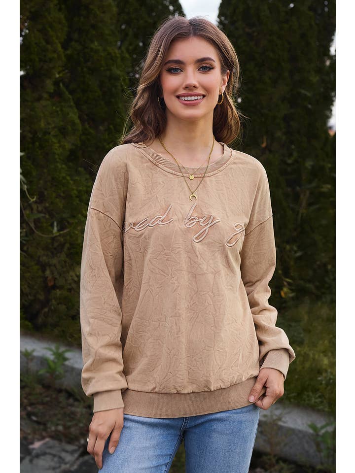 Aapparella - Wholesale Sweatshirt - Women's - Saved by grace Embroidery Mineral Wash Sweatshirt | S-XL14