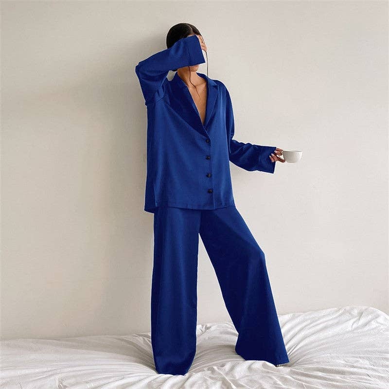 UZ Wholesale Store – wholesale Sleepwear set – Women's – Thin Long Sleeve Cardigan Long Pants Pajama Set1