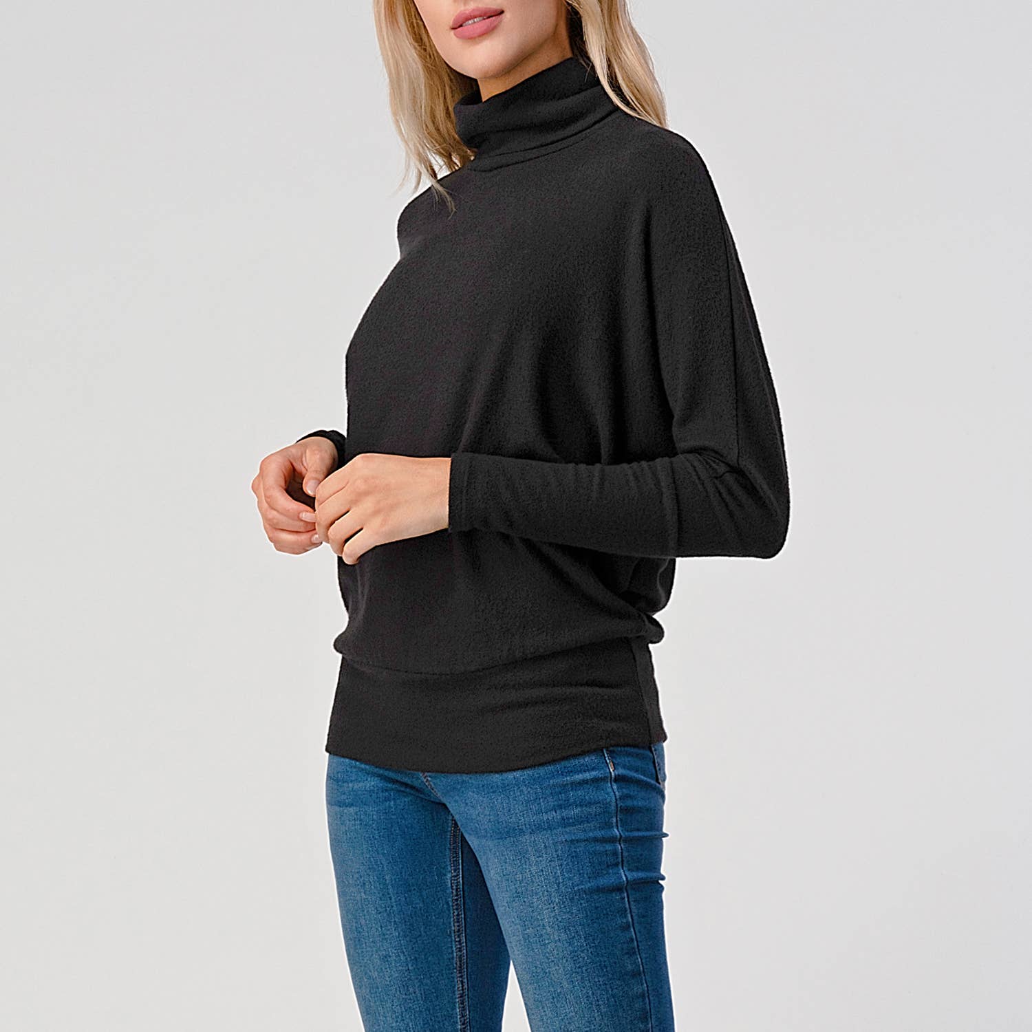 Heimious - Vente Haut en maille – femme - Haut en tricot brossé à manches longues et col roulé, T53429