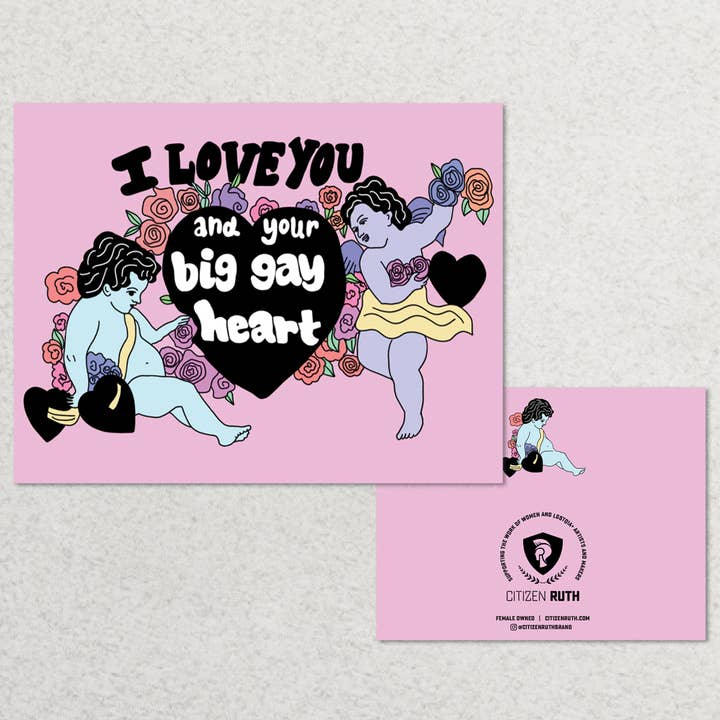I Love You And Your Big Gay Heart card for wholesale by Citizen Ruth
