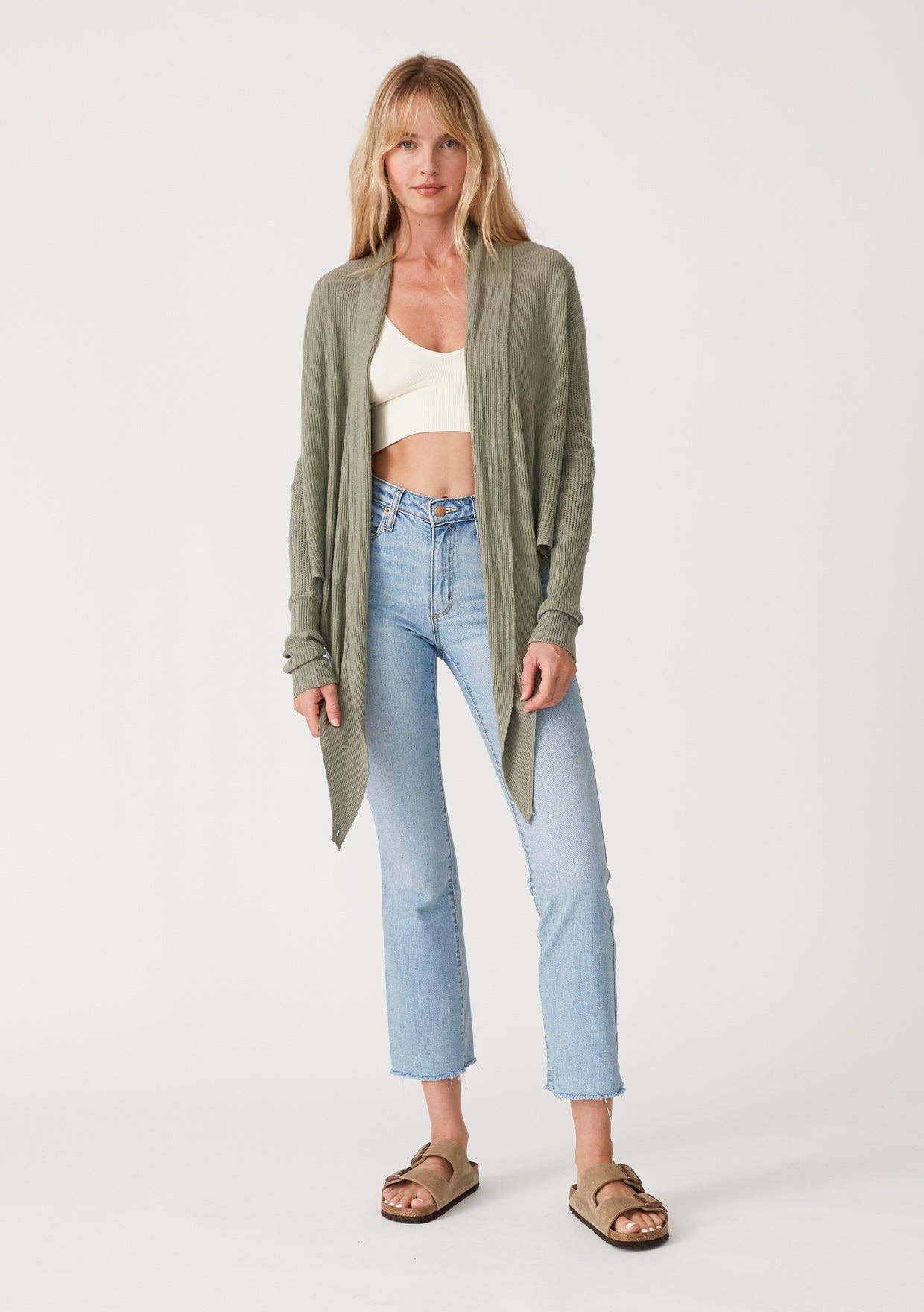 Lovestitch - Wholesale Cardigan - Women's - Waffle Knit Long Sleeve Tie Front Cardigan68