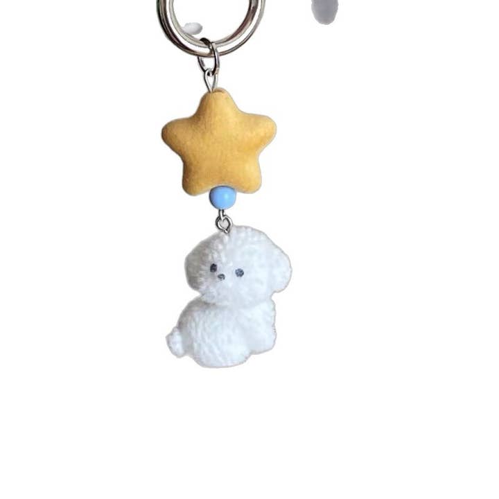Ornaments-puff-shaped soft cute plush bear keychain charm for wholesale by Eagle Crest Industries Inc.
