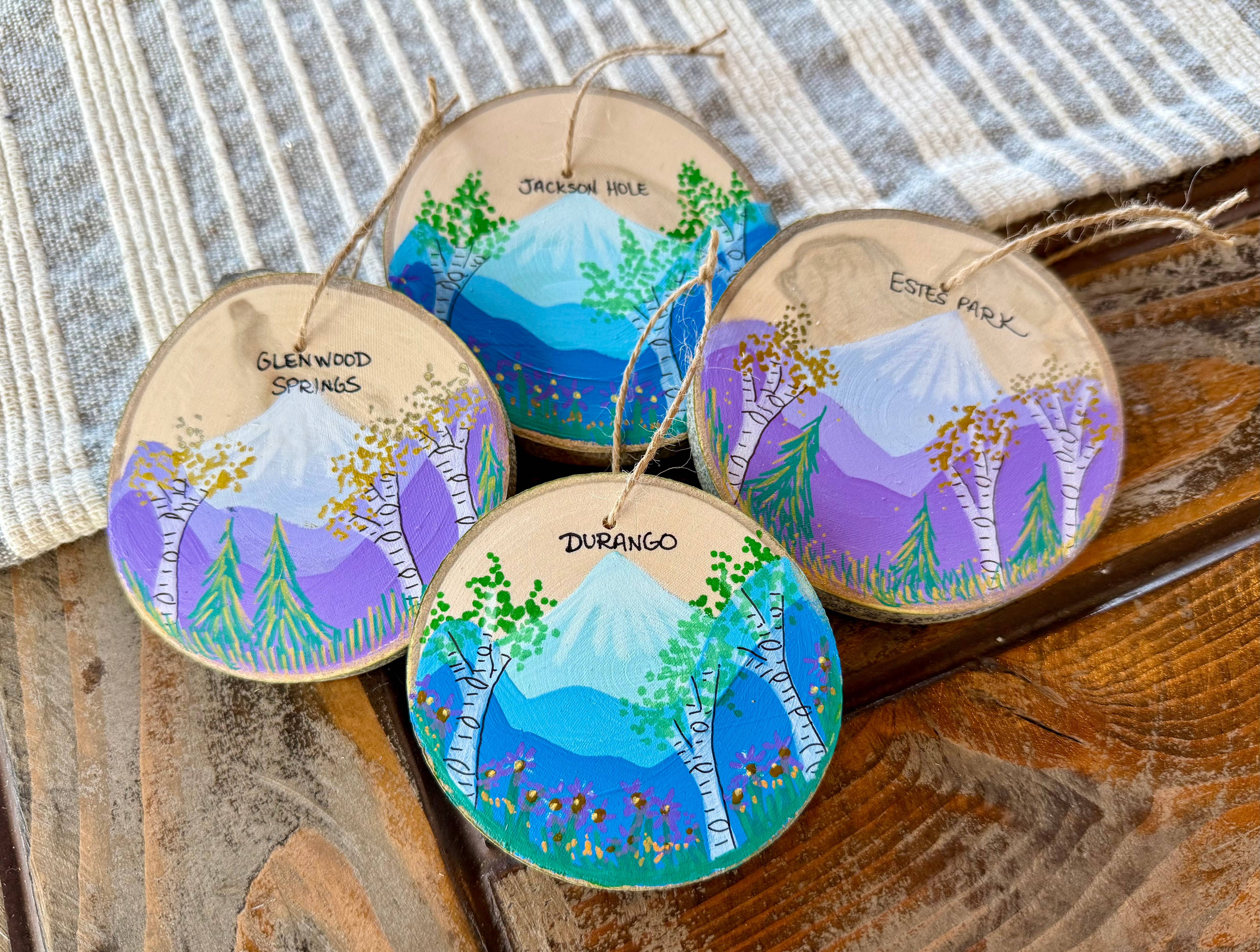 Parks Art Collection - Wholesale Ornament - Hand Painted Mountain Town Ornaments, Any Town or Mountain10
