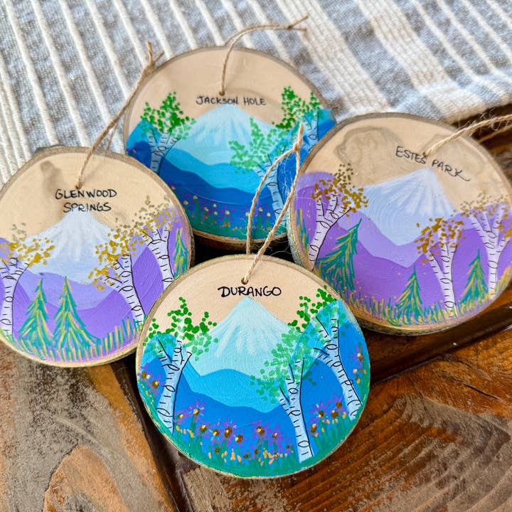 Parks Art Collection - Wholesale Ornament - Hand Painted Mountain Town Ornaments, Any Town or Mountain10