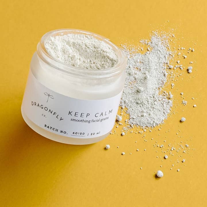 keep calm smoothing facial grains for wholesale by dragonfly co.