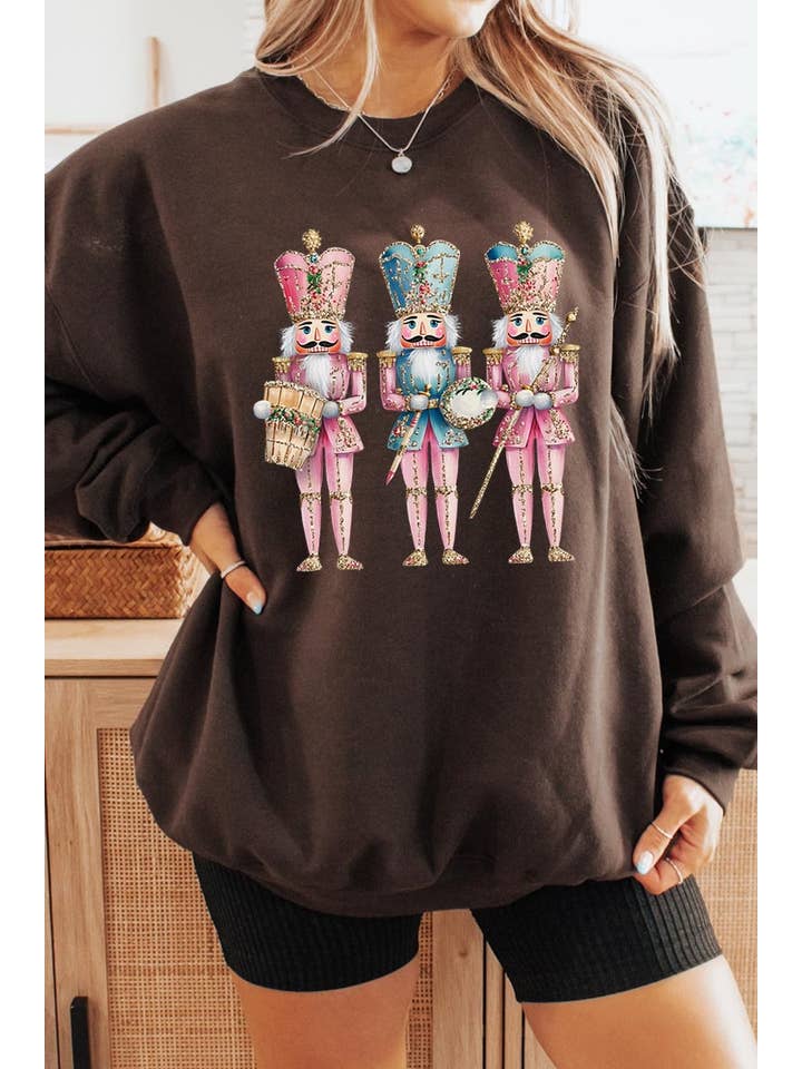 COLORBEAR - Venta al por mayor Camiseta estampada - Mujer - Sudadera gráfica rosa de Cascanueces de Navidad10