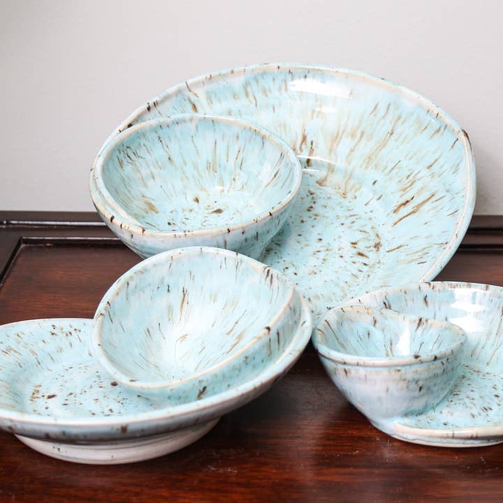 Sawdust and Clay - Wholesale Decorative Plate/Dish/Bowl - Artisan Swirly Bowls- Ceramic Serving Bowls- Assorted Case