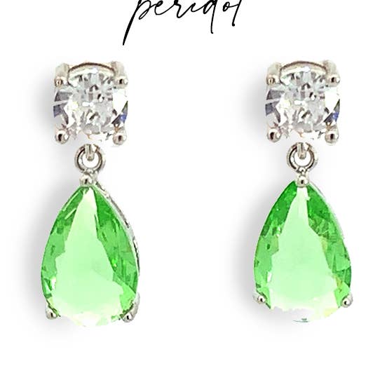 August birthstone pear drop earrings for wholesale by Amandine Jewelry