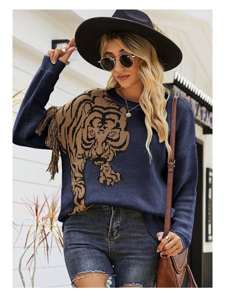 Miss Sparkling – Großhandel Strickpullover – Damen – Tiger-Pullover