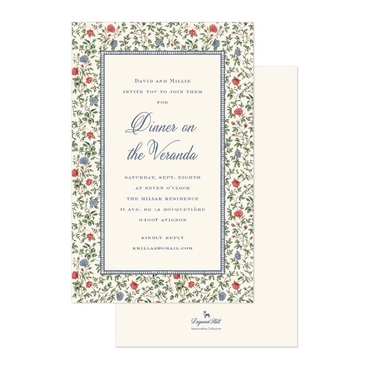 Maison de Frédéric Bleue Floral Bulk Invitation for wholesale by Dogwood Hill