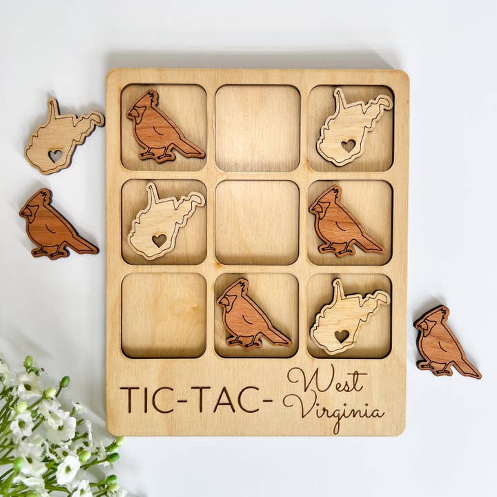 West Virginia State Gift - Tic-Tac-Toe WV Game Customizable for wholesale by Birch House Games & Gifts