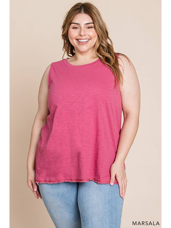 Cotton Bleu - Wholesale Tank Top - Women's - 63641_CURVY - Women's Washed Cotton Slub Tank Top11