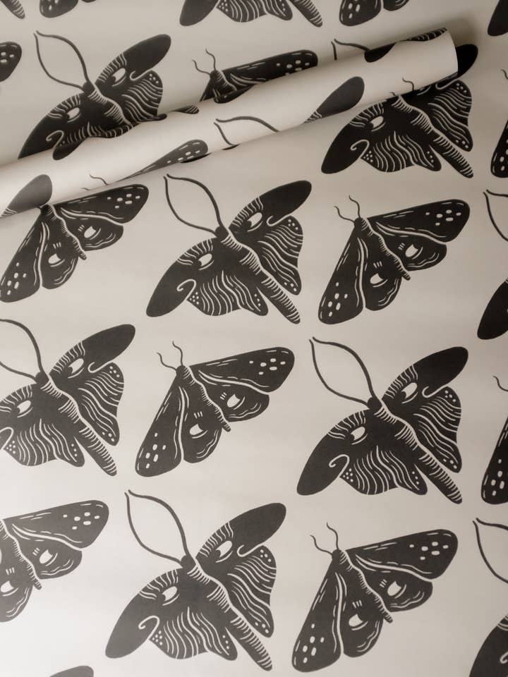 'Moth' Nature-Themed Gift Wrap for wholesale by Lauren Marina