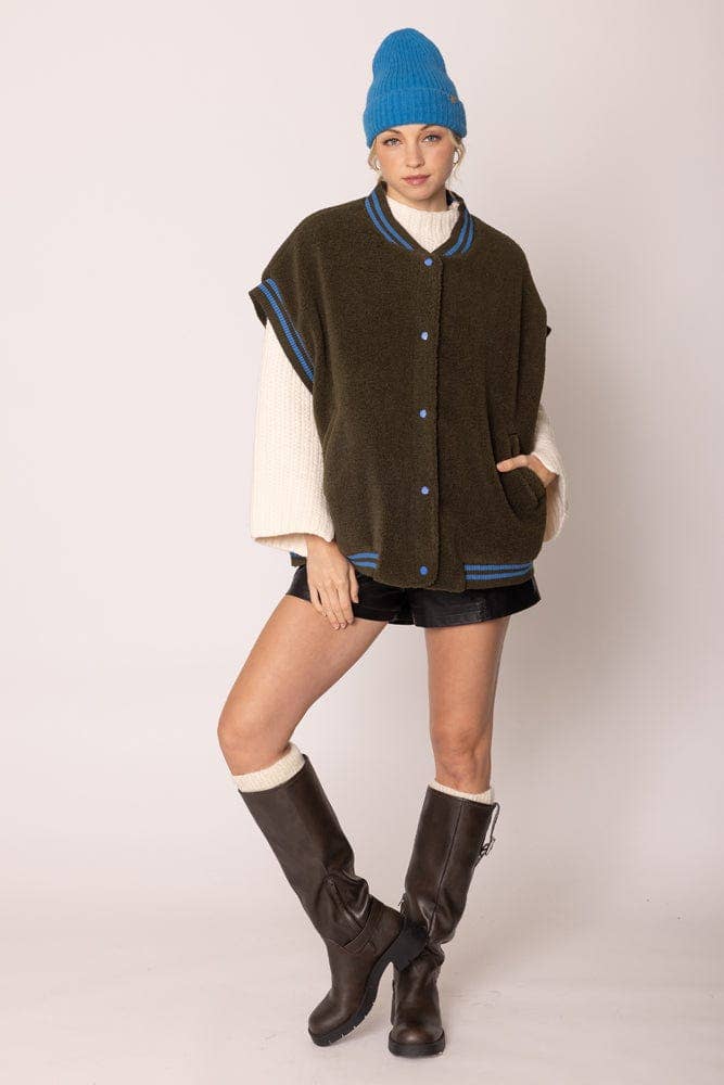 MiMi Wholesale - Wholesale Outerwear Vest - Women's - QCV420019 College Colors Sherpa Varsity Vest0