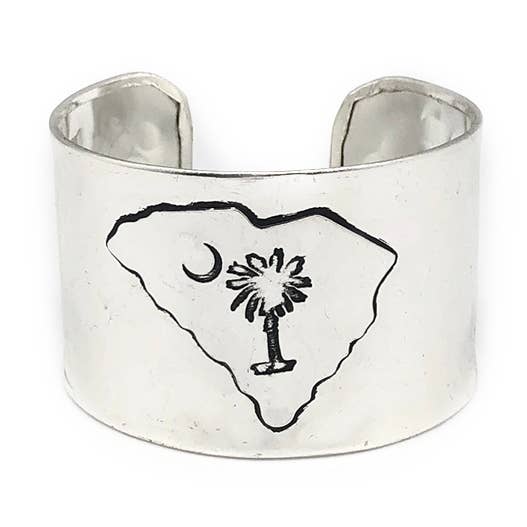Silver Adjustable Cuff Bracelet - South Carolina Palmetto for wholesale by Anju Jewelry