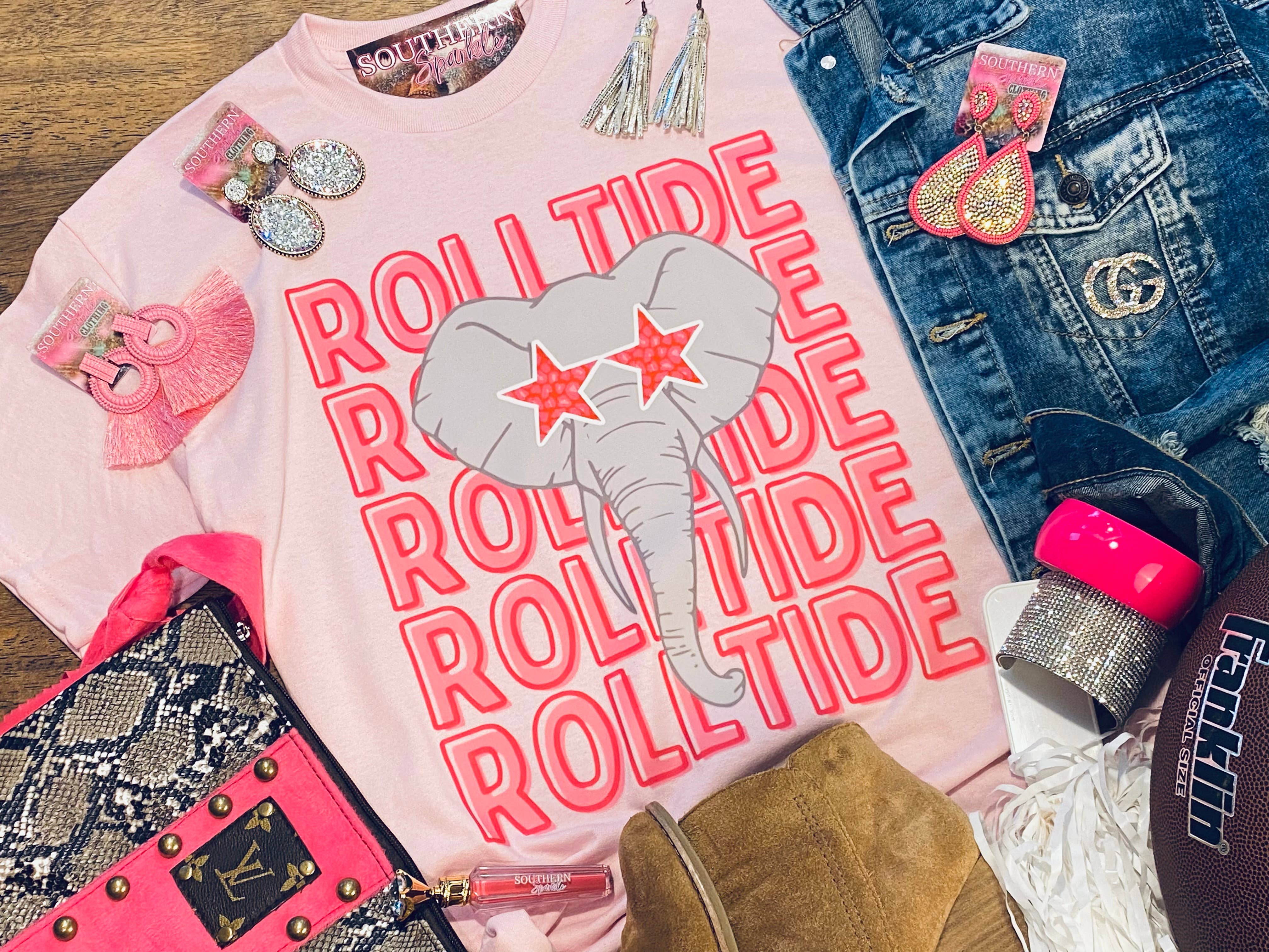 Southern Fashion - Vente T-shirt sérigraphié – femme - Roll Tide - T-shirt de tailgate rose clair et rose vif7